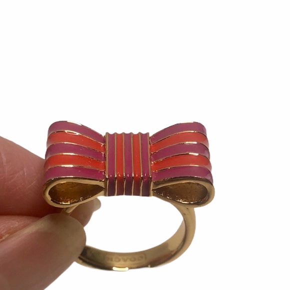 Coach Women Purple, Red and Gold Ribbon Bow Ring - Picture 4 of 5
